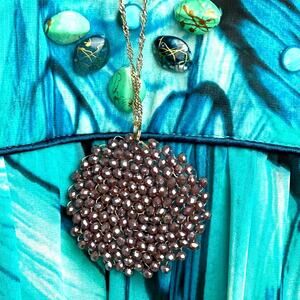 Niumike Handmade Crystal Circle Pendant Necklace - Plum